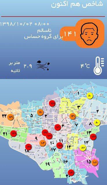 میانگین کیفیت هوای تهران، هم